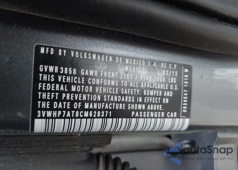 2012 Volkswagen Beetle 2.5L from USA, damaged, VIN 3VWHP7AT8CM628371